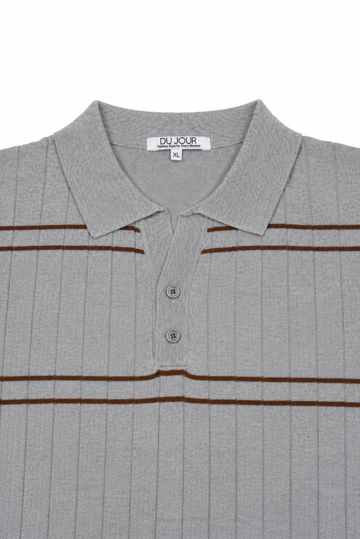 Striped Button Down Women Polo Shirt