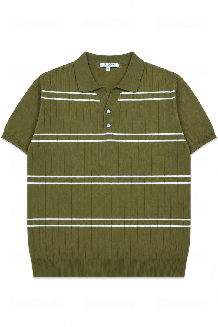 Striped Button Down Women Polo Shirt