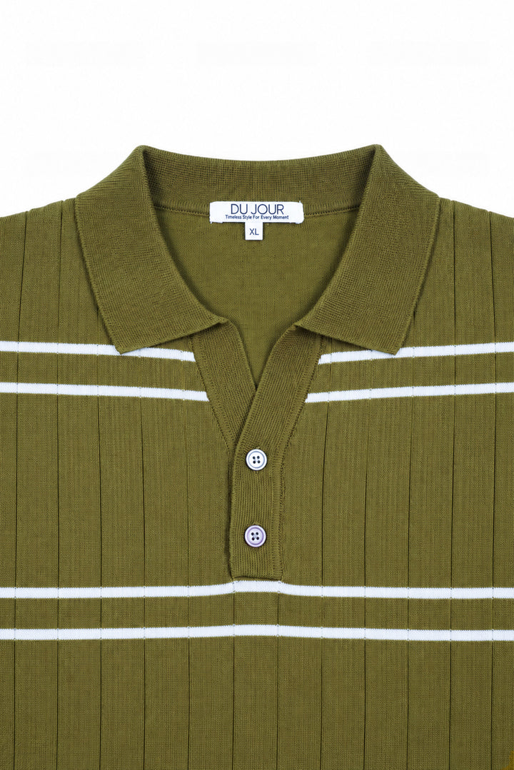 Striped Button Down Women Polo Shirt
