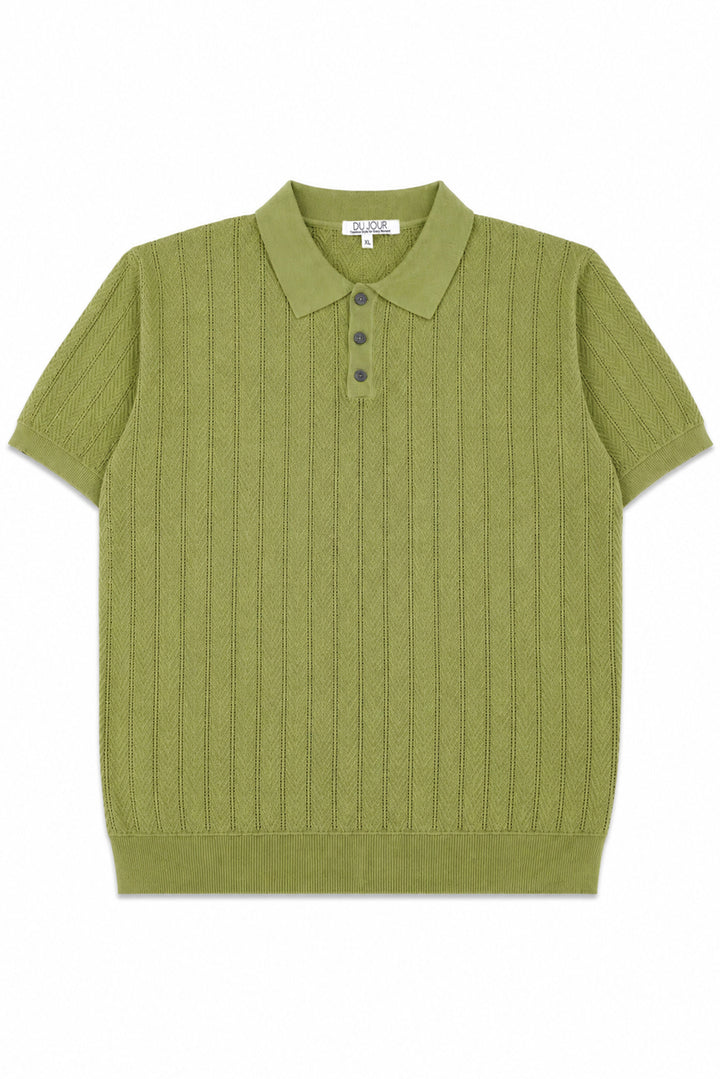 Knitted Button Down Men Polo Shirt