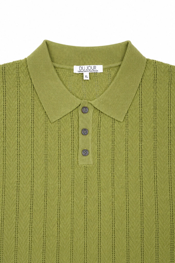 Knitted Button Down Men Polo Shirt
