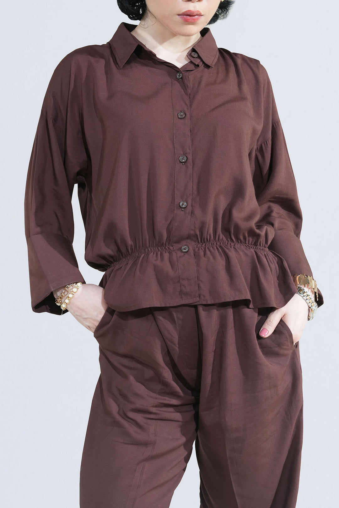 BROWN CROP TOP CO-ORD SET