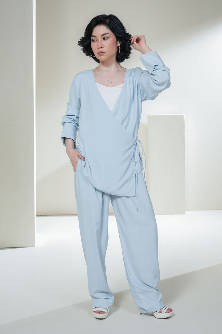 ICE BLUE CO-ORD SET WITH KNOT