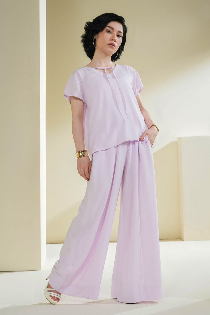 LILAC RIBBON TIED CO-ORD SET