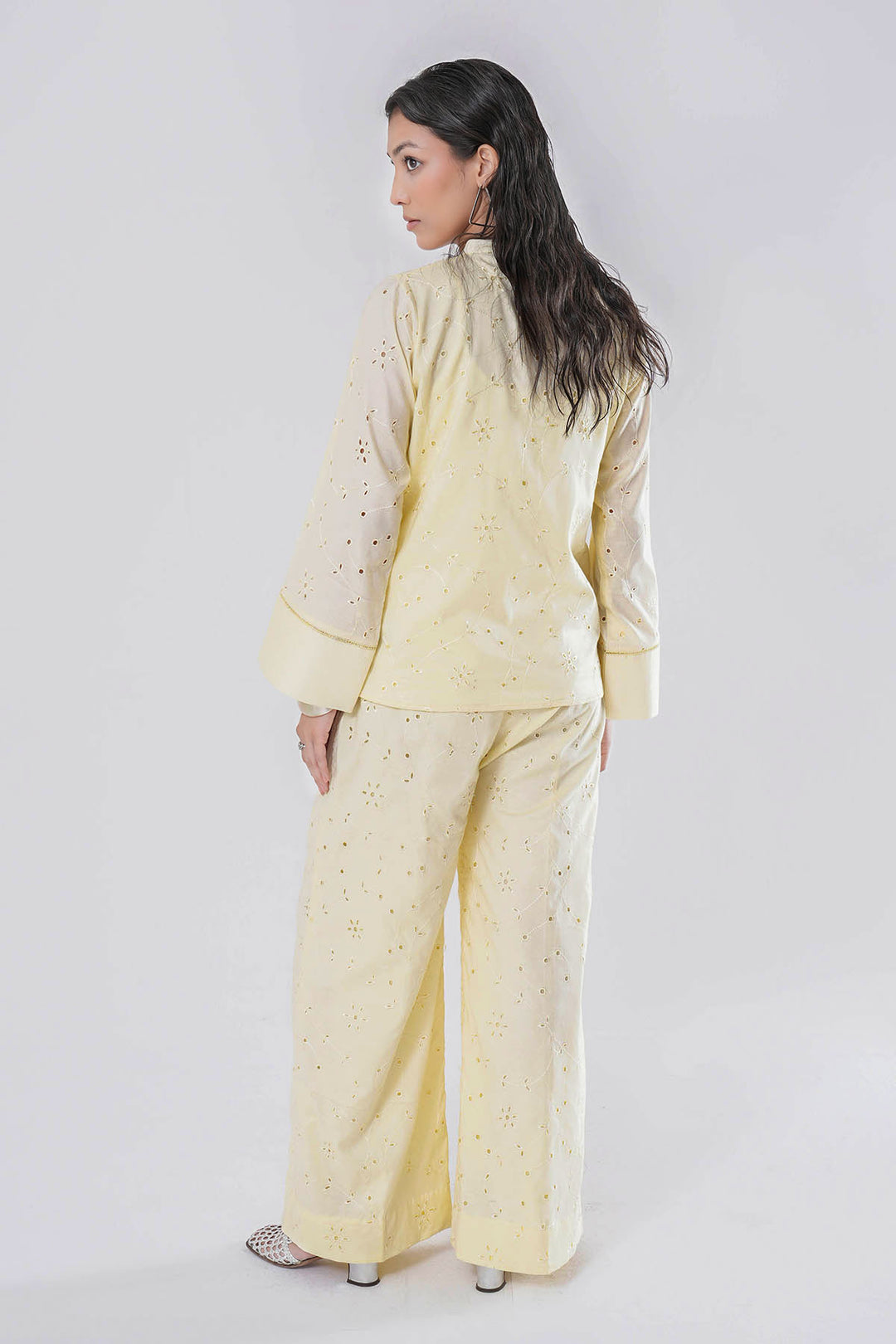 LIME YELLOW CUTWORK EMBROIDERED CO-ORD SET