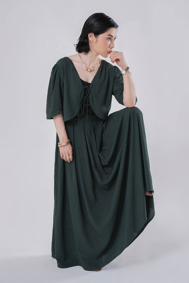 LINEN BLENDED SKIRT WITH SHORT JACKET