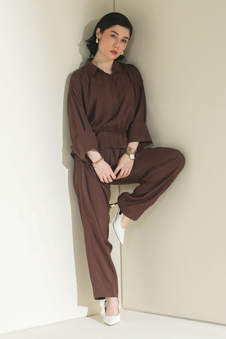 BROWN CROP TOP CO-ORD SET