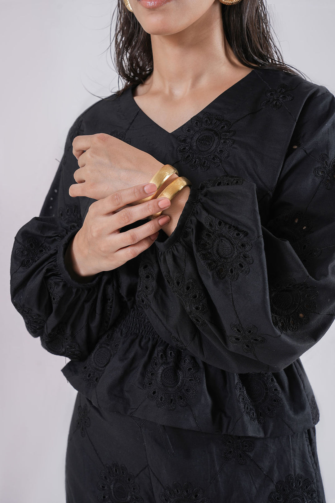 BLACK CUT WORK EMBROIDERED CO-ORD SET