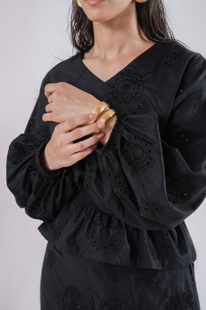 BLACK CUT WORK EMBROIDERED CO-ORD SET