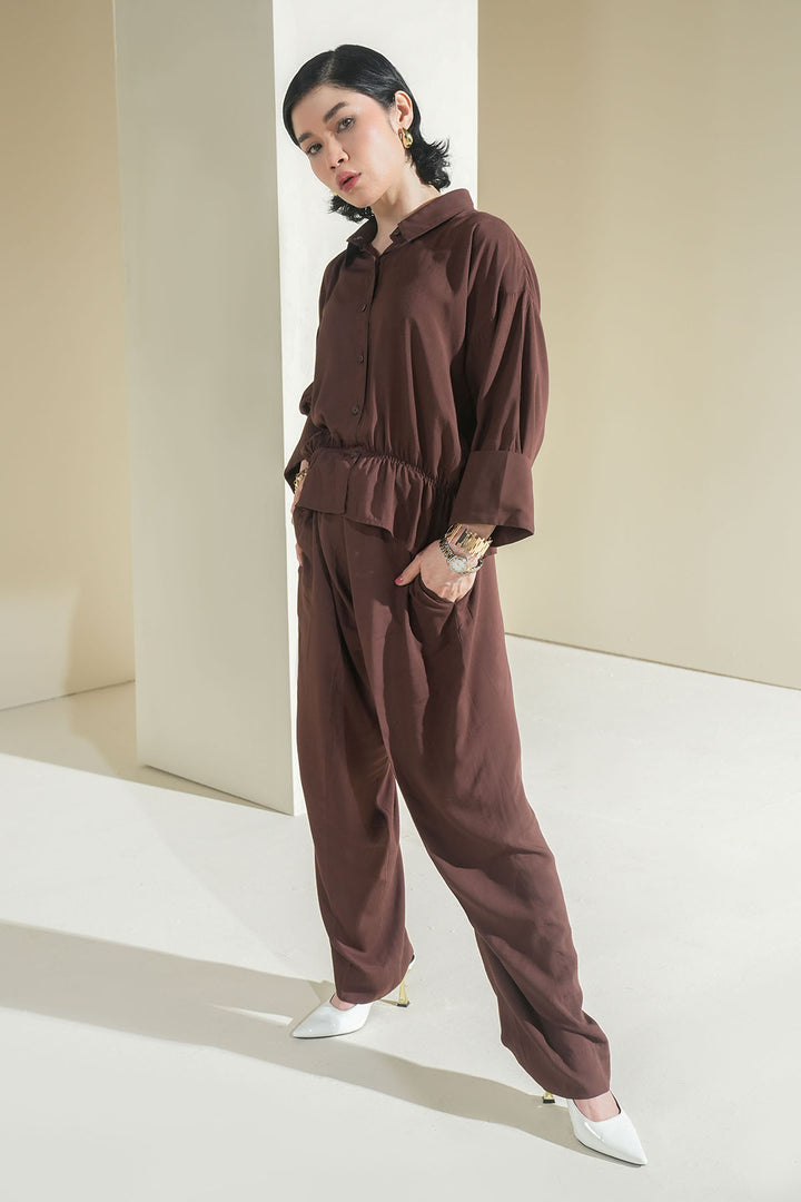 BROWN CROP TOP CO-ORD SET