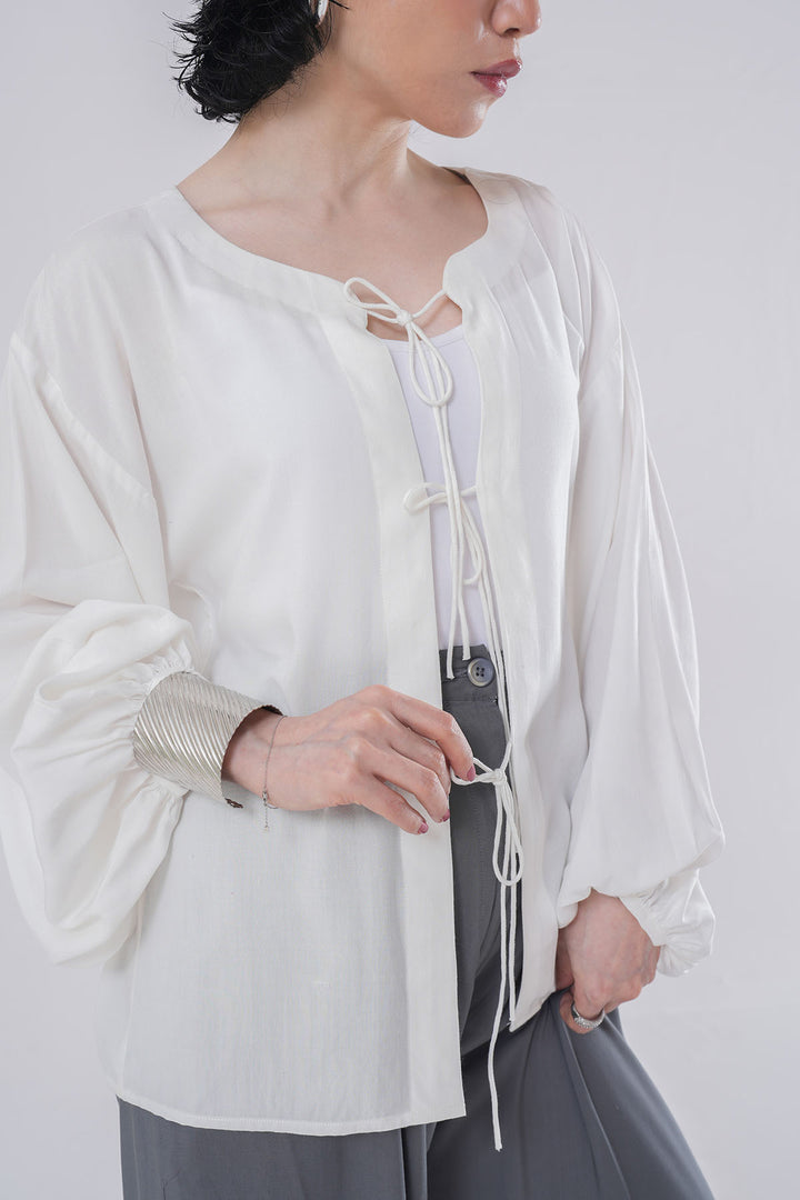 LINEN WHITE SHIRT WITH TIES