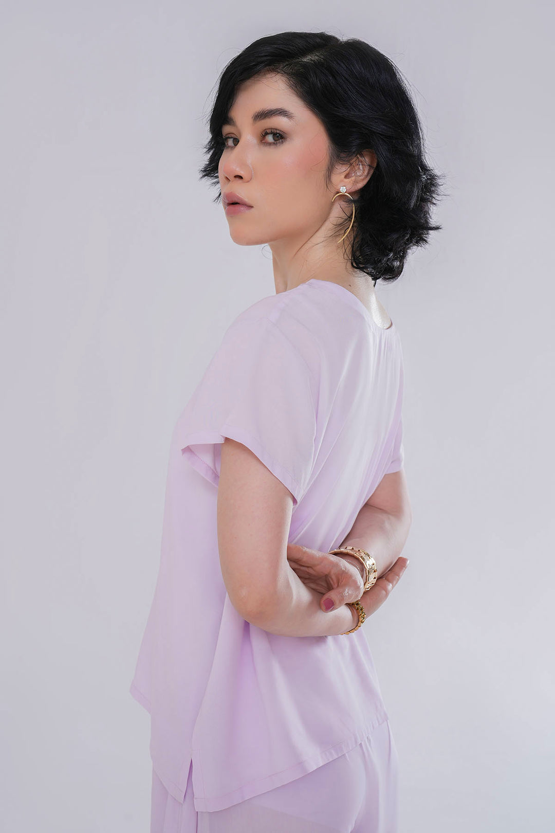 LILAC RIBBON TIED CO-ORD SET