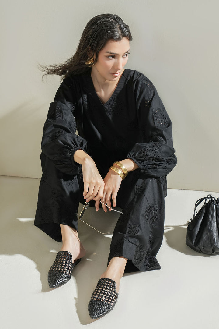 BLACK CUT WORK EMBROIDERED CO-ORD SET