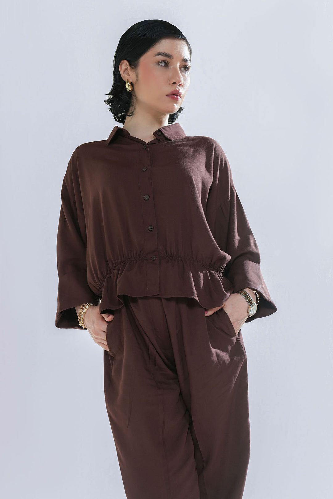 BROWN CROP TOP CO-ORD SET