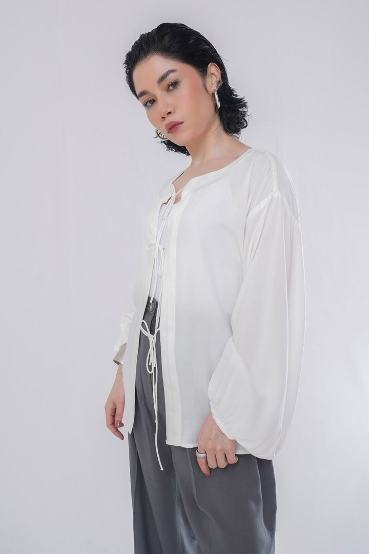 LINEN WHITE SHIRT WITH TIES