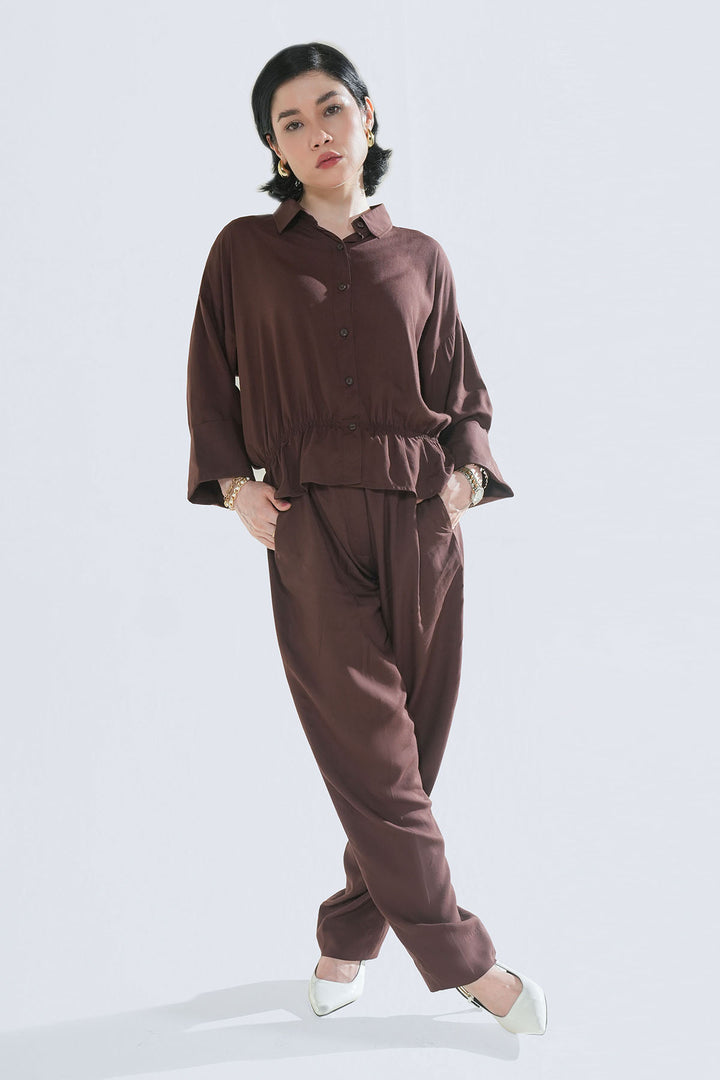 BROWN CROP TOP CO-ORD SET