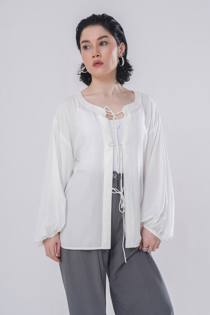 LINEN WHITE SHIRT WITH TIES