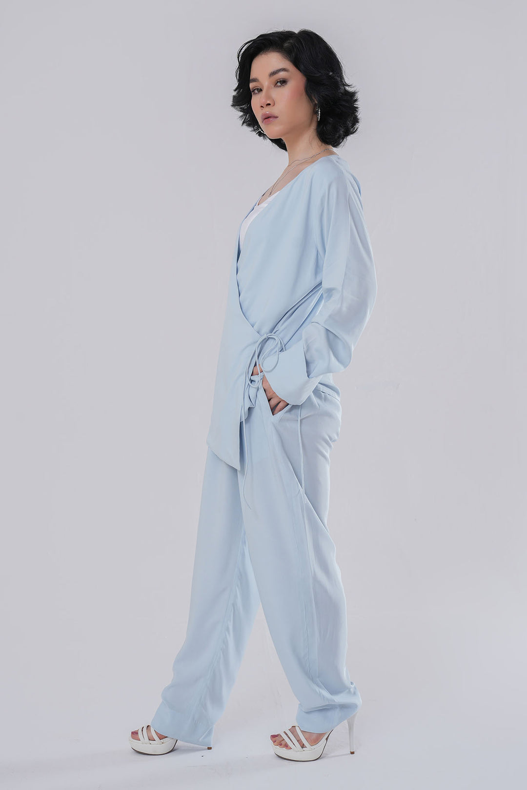 ICE BLUE CO-ORD SET WITH KNOT