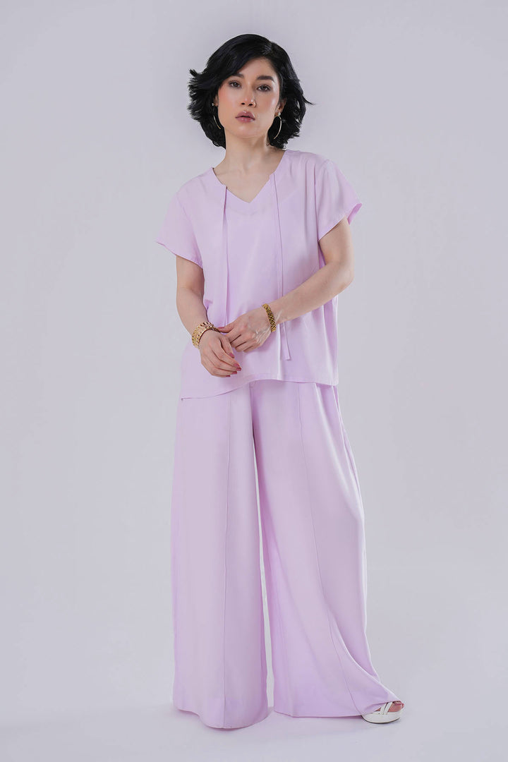 LILAC RIBBON TIED CO-ORD SET