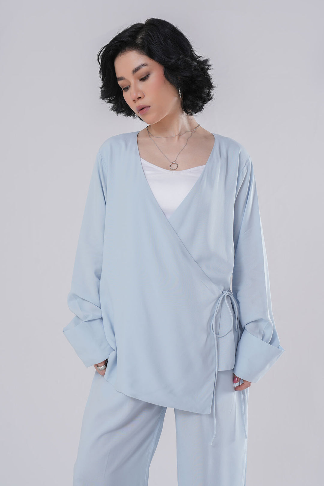 ICE BLUE CO-ORD SET WITH KNOT