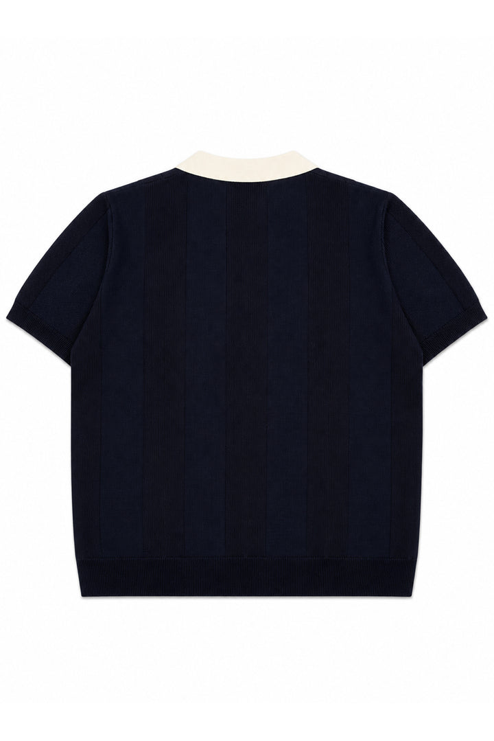 Contrast Zipper Knitted Men Polo Shirt