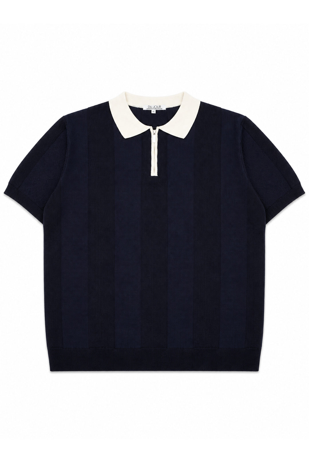 Contrast Zipper Knitted Men Polo Shirt