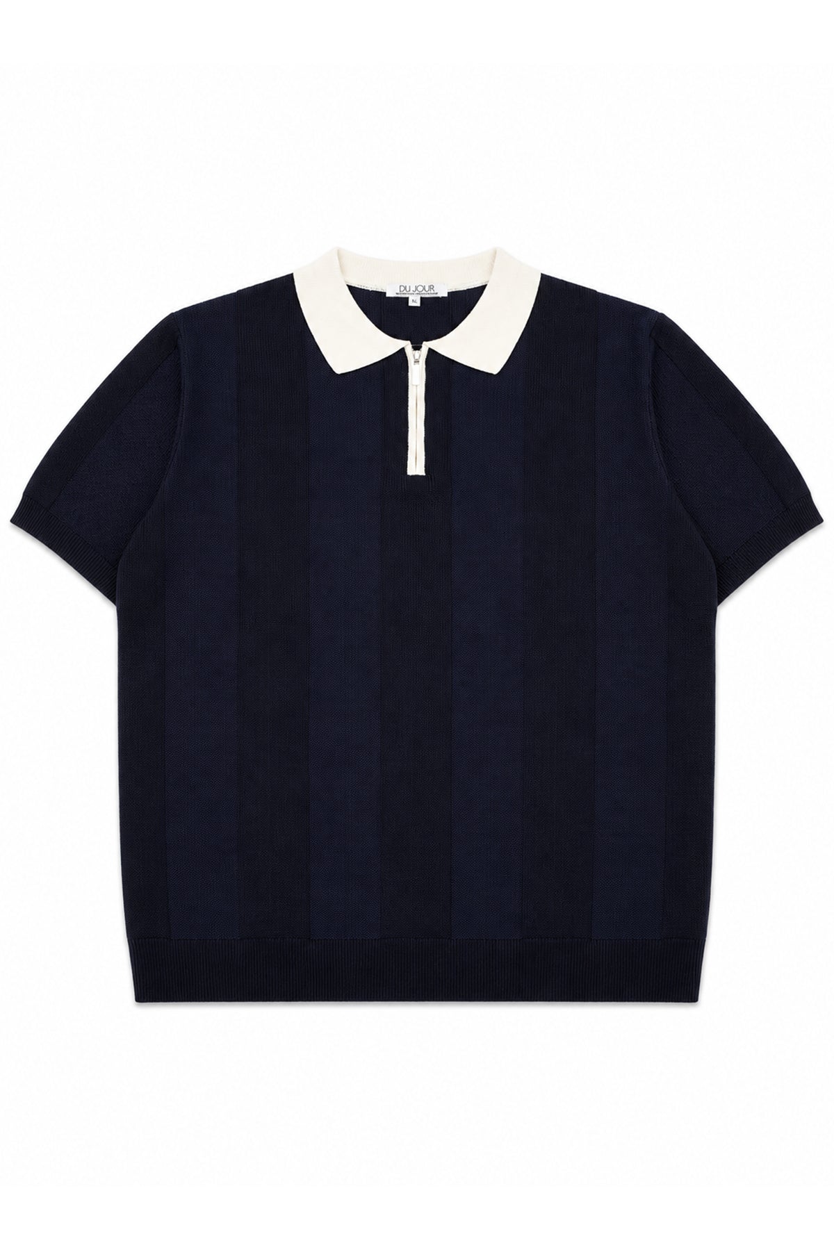 Contrast Zipper Knitted Men Polo Shirt