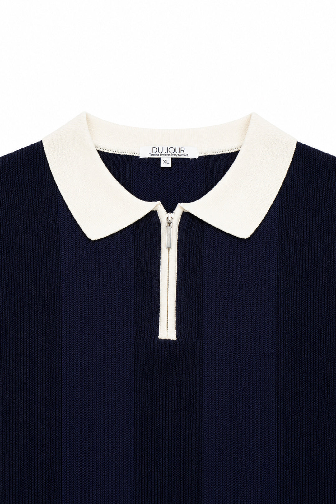 Contrast Zipper Knitted Men Polo Shirt