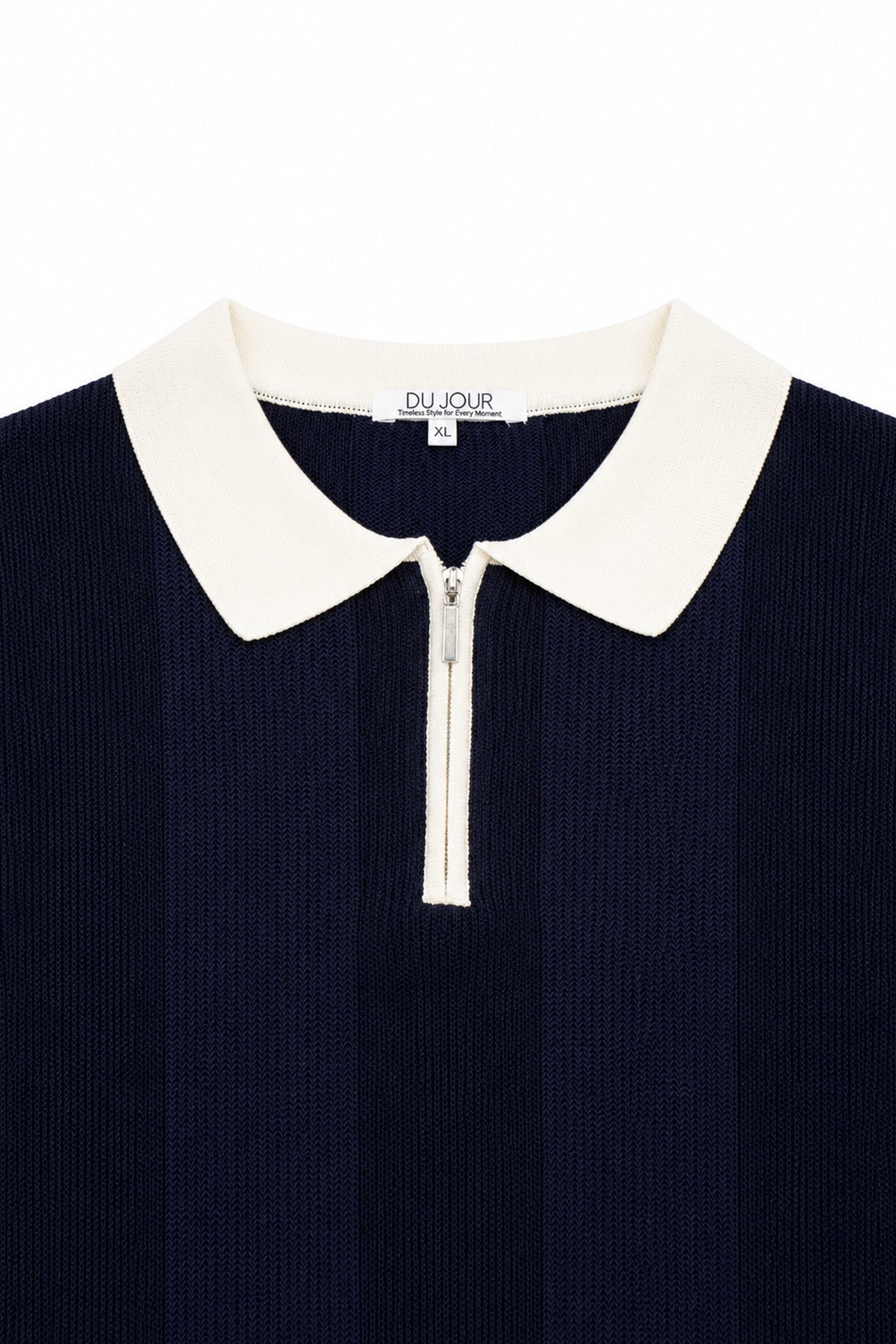 Contrast Zipper Knitted Men Polo Shirt