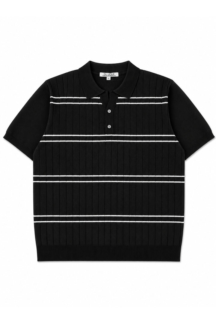 Striped Button Down Women Polo Shirt