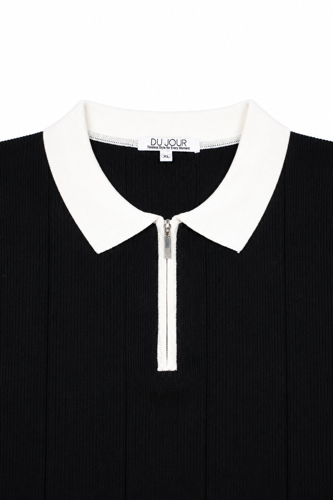 Contrast Zipper Knitted Men Polo Shirt