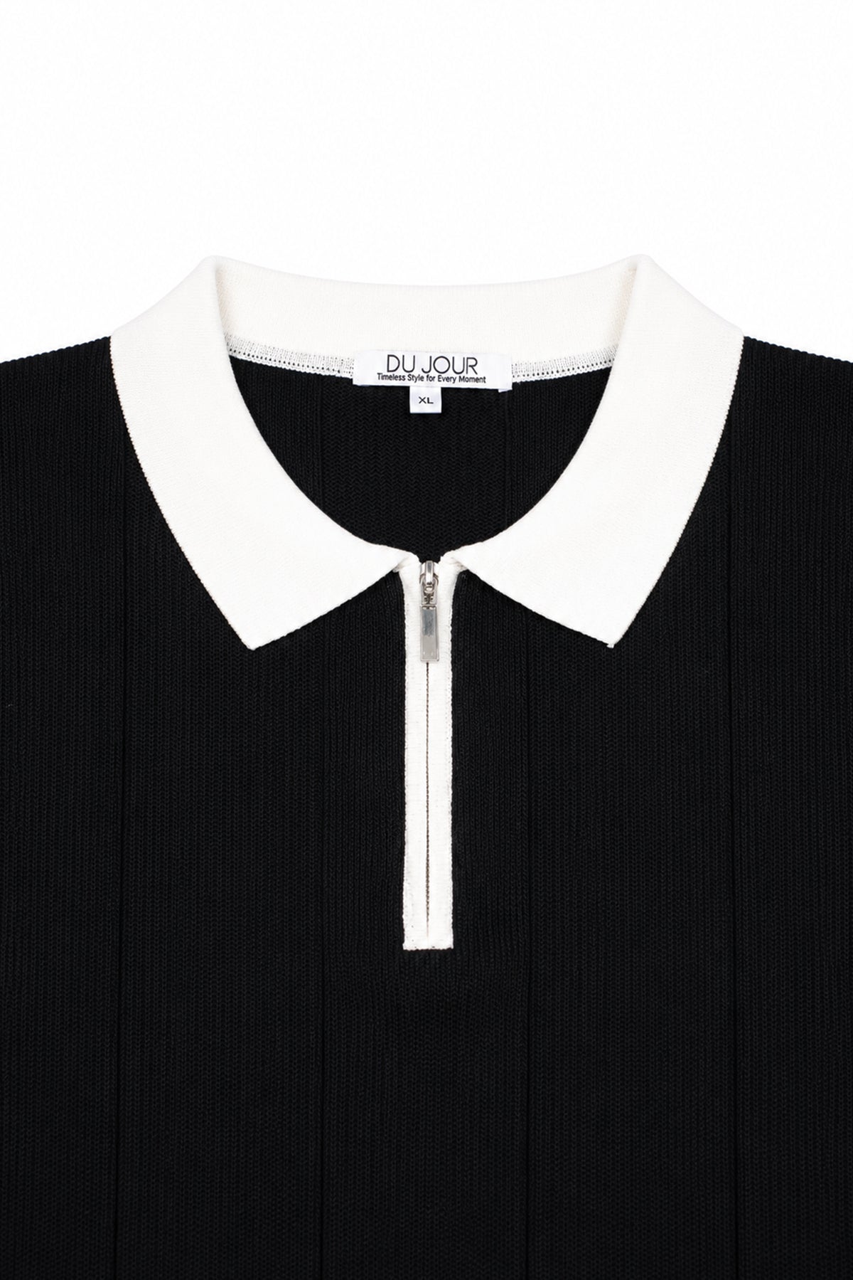 Contrast Zipper Knitted Men Polo Shirt