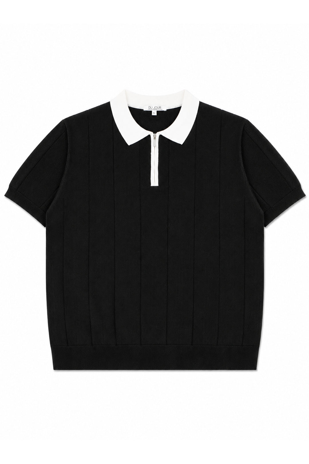 Contrast Zipper Knitted Men Polo Shirt