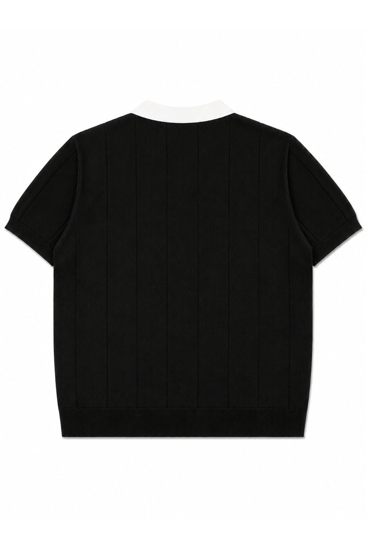 Contrast Zipper Knitted Men Polo Shirt