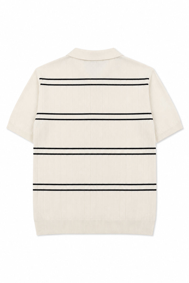 Striped Button Down Women Polo Shirt