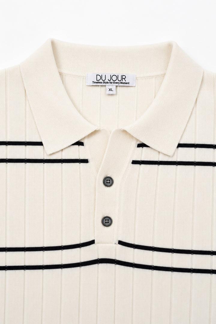 Striped Button Down Women Polo Shirt