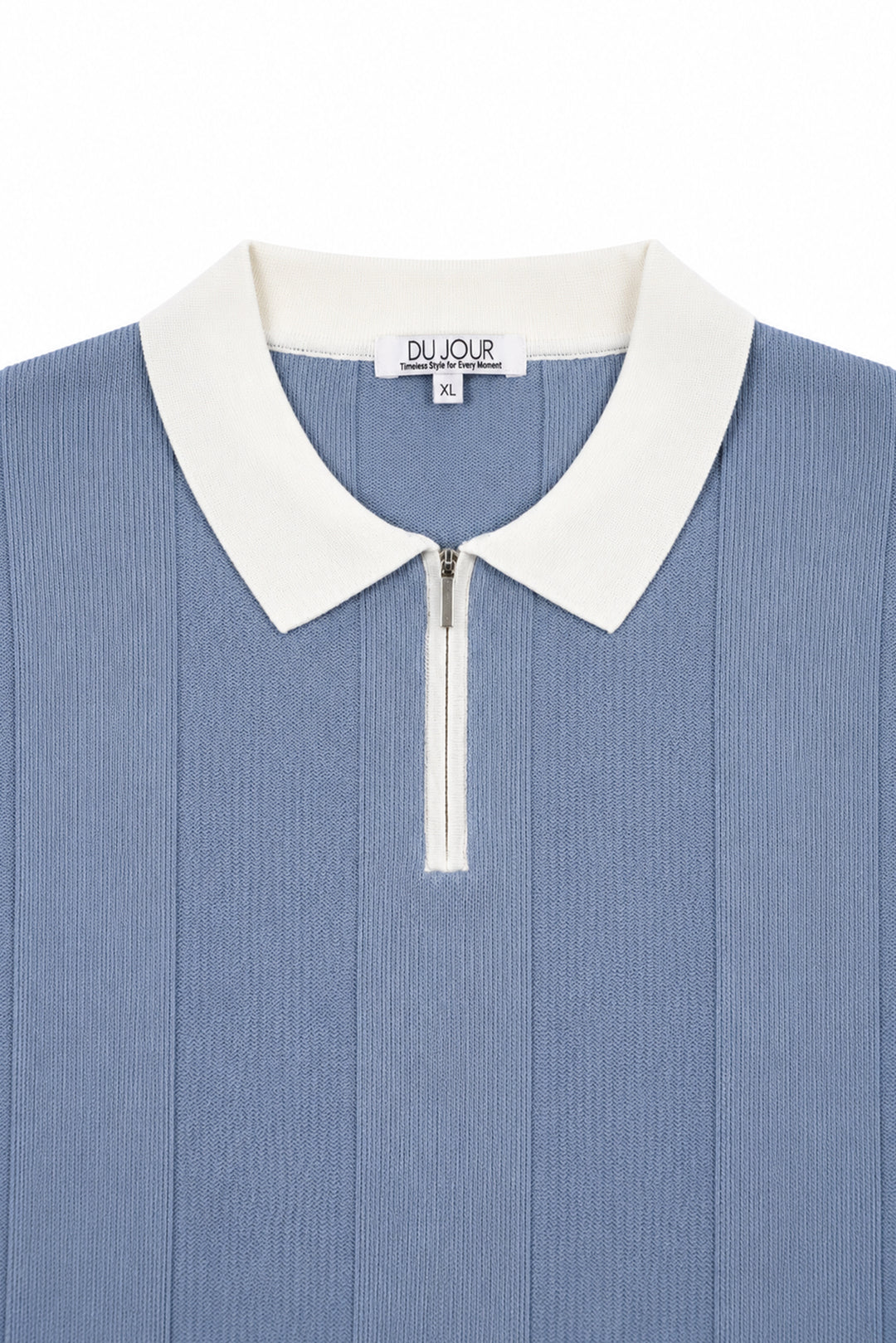 Contrast Zipper Knitted Men Polo Shirt