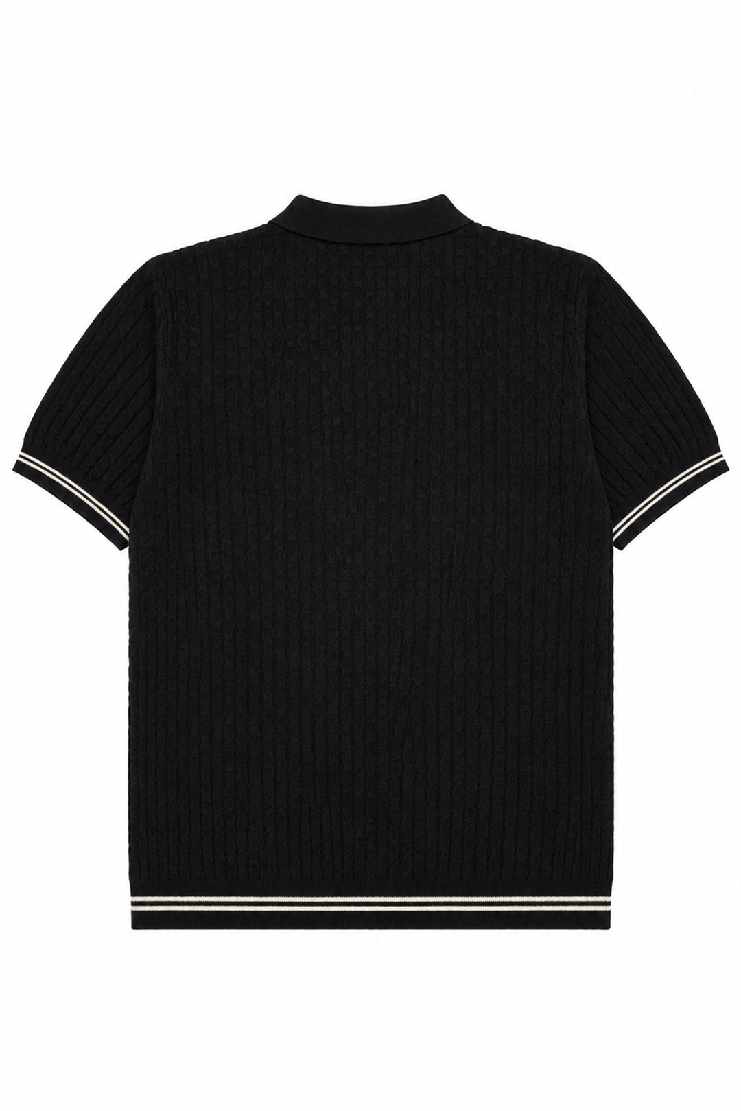 Striped Button Down Knitted Men Polo Shirt