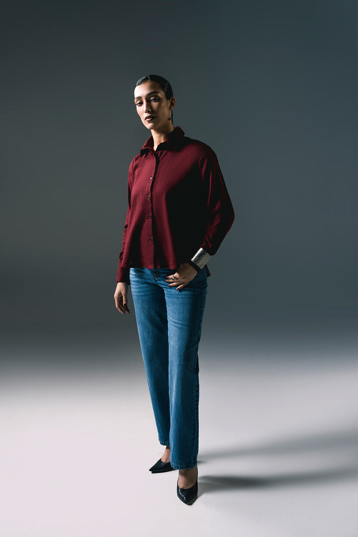 Button down shirt | Maroon