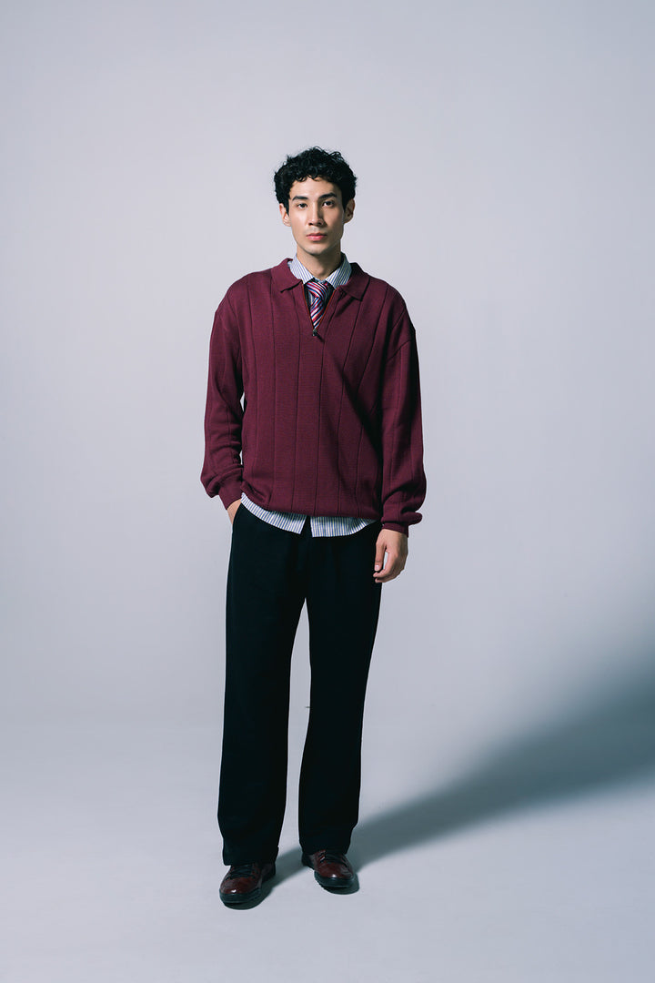 Zipper Polo | Maroon