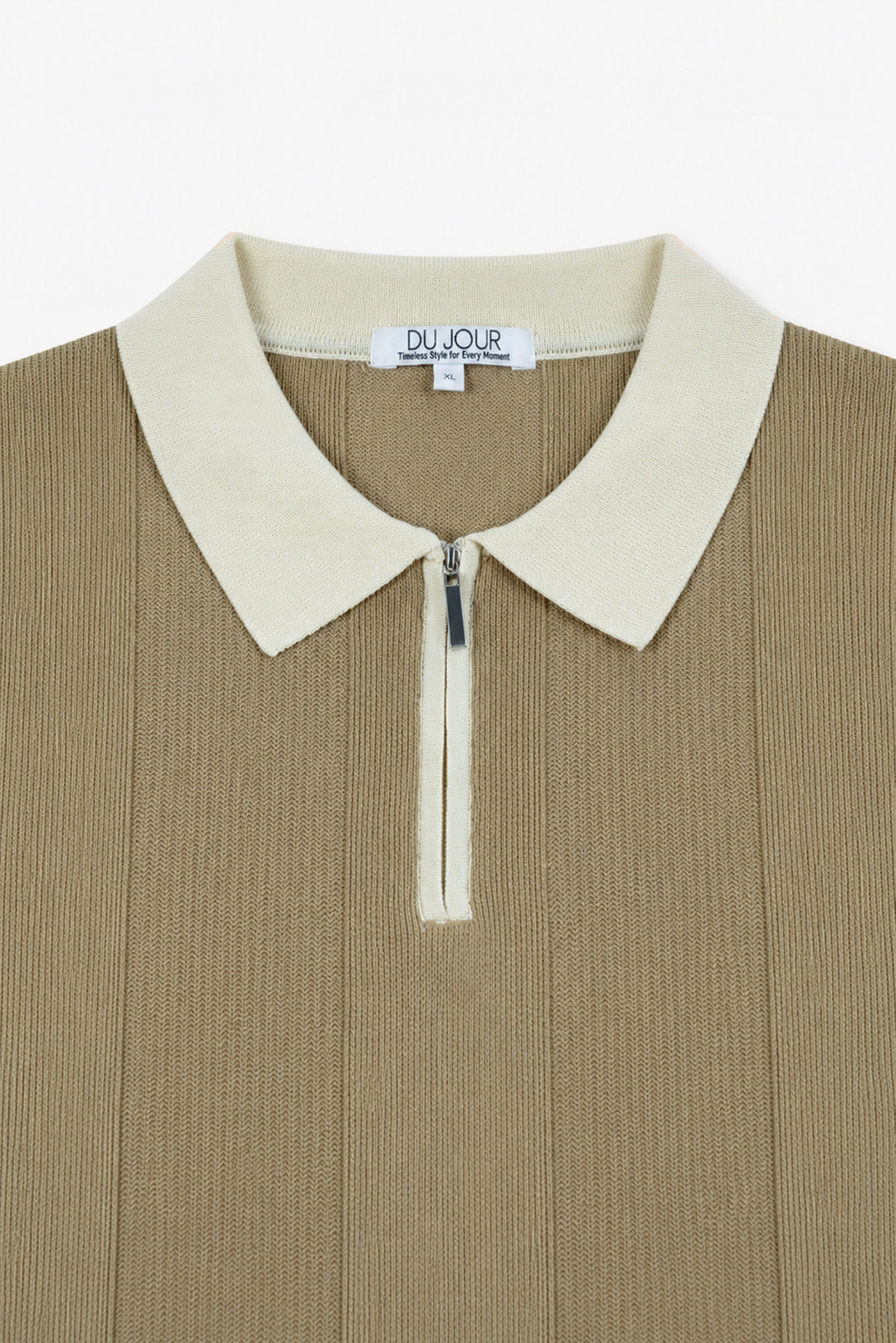 Contrast Zipper Knitted Men Polo Shirt