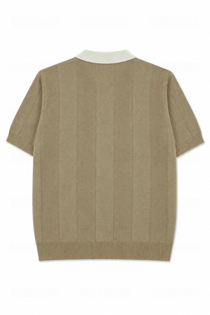 Contrast Zipper Knitted Men Polo Shirt