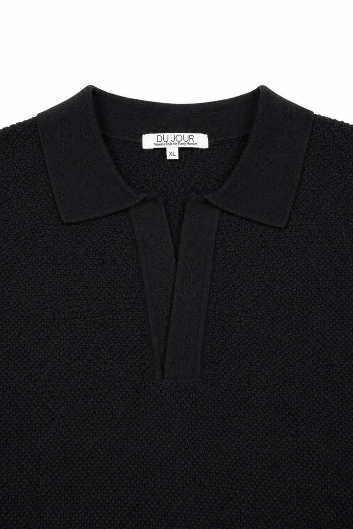 V Neck Knitted Men Polo Shirt