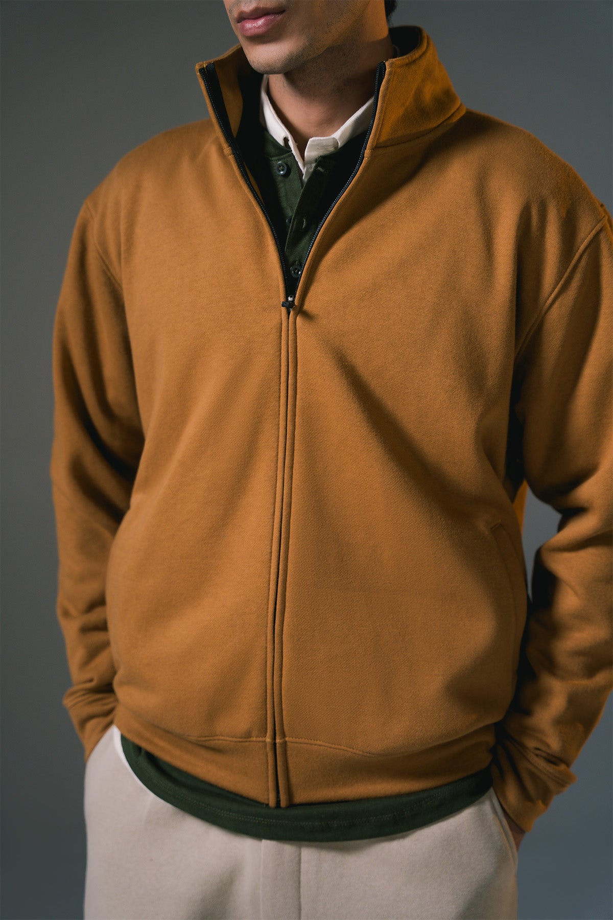 Unisex Zipper Jacket | Caramel