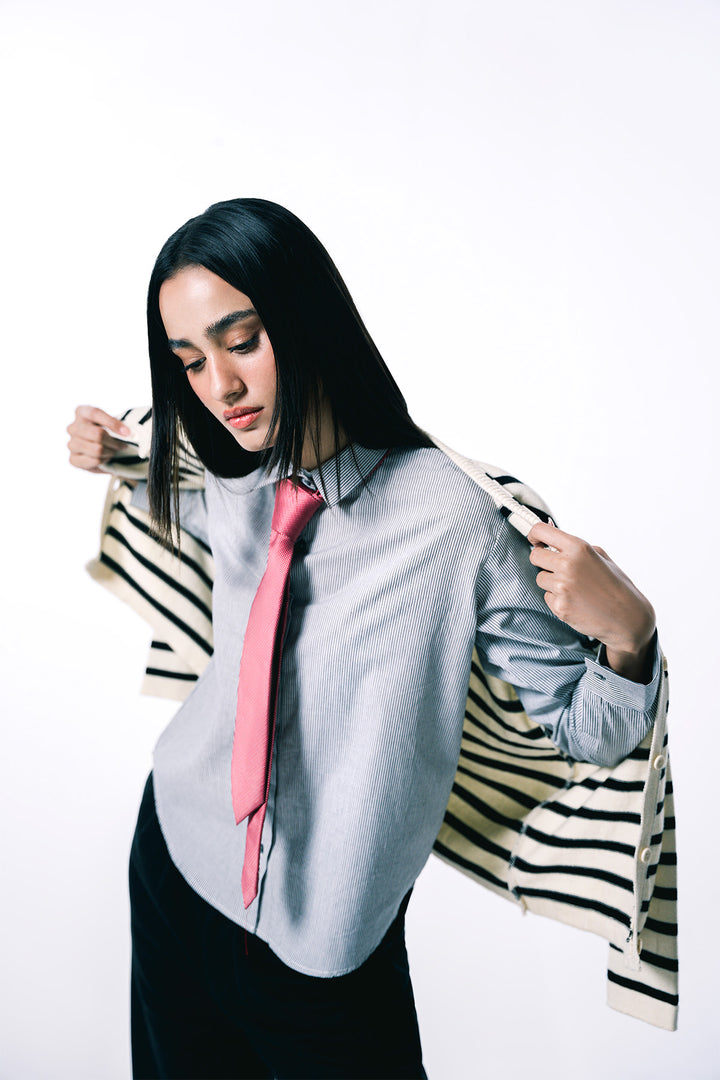 Striped Button down Shirt |  Black and white