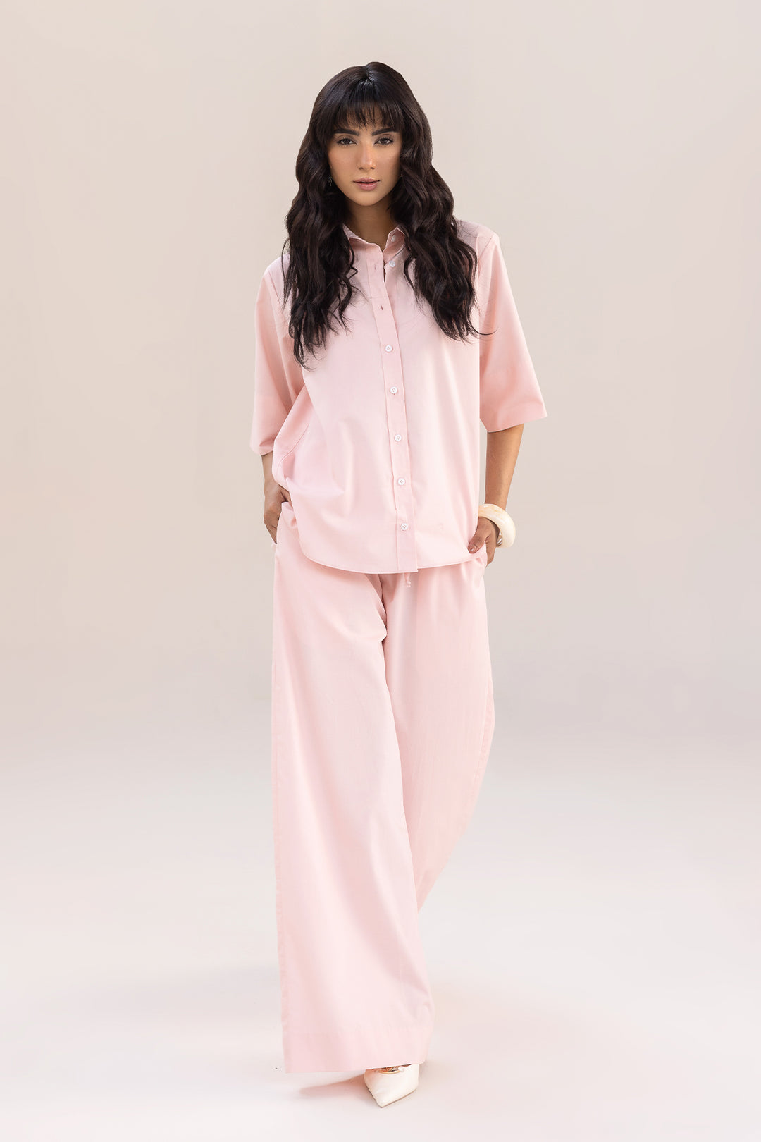 Powder Pink loose-fit trousers