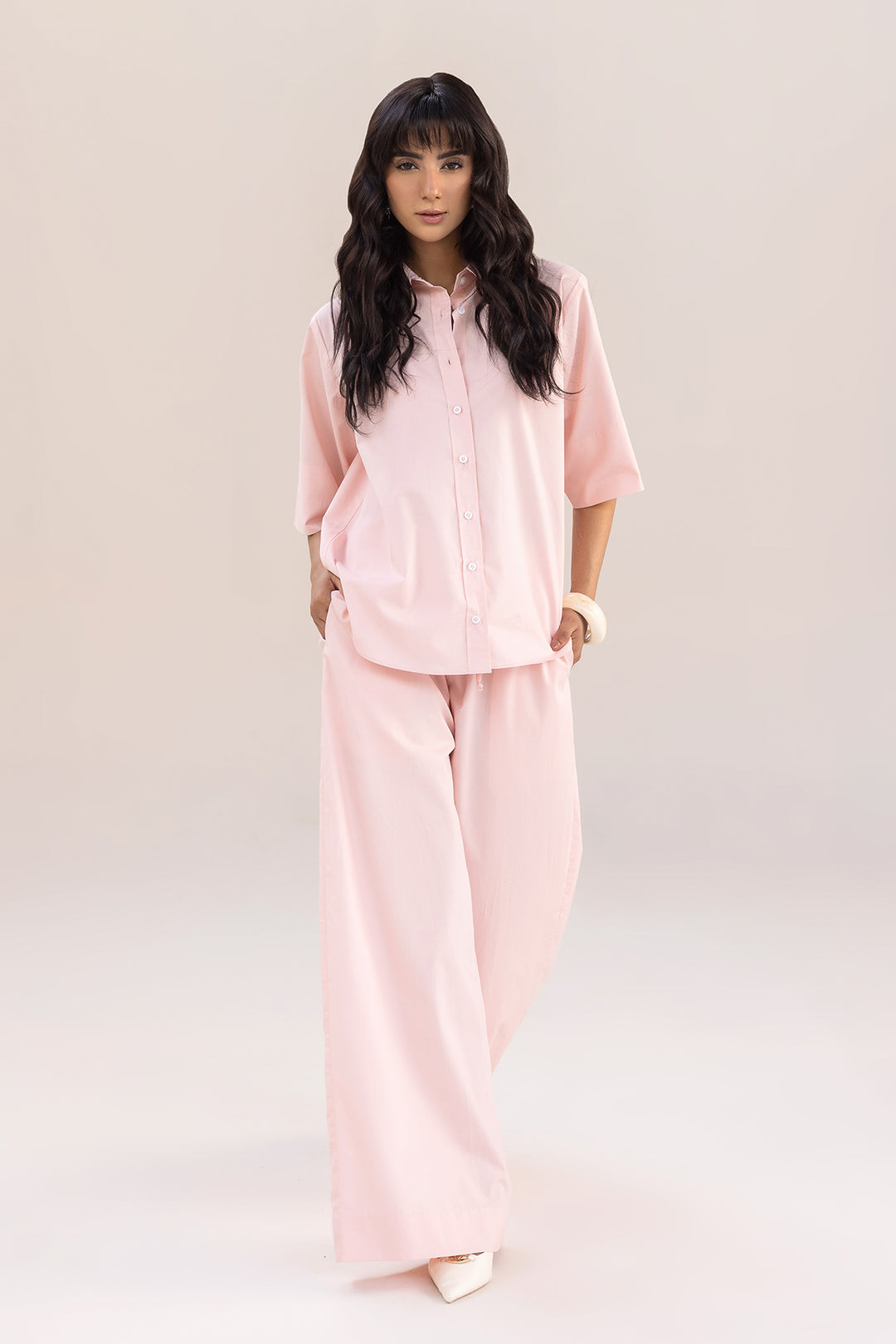 Powder Pink loose-fit trousers