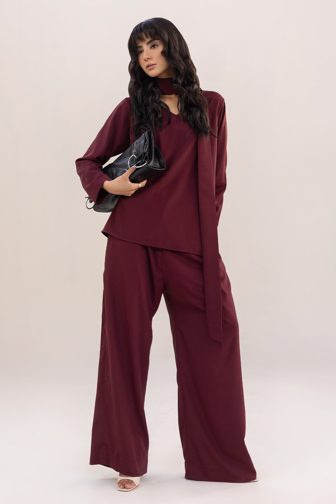 Maroon Loose-fit Trousers