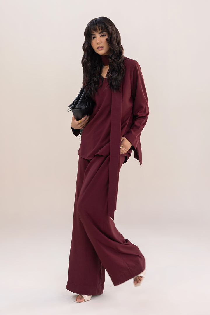 Maroon Loose-fit Trousers