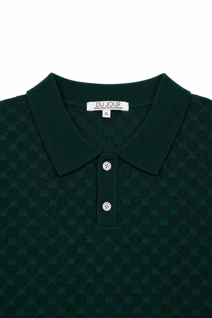 Striped Button Down Knitted Men Polo Shirt